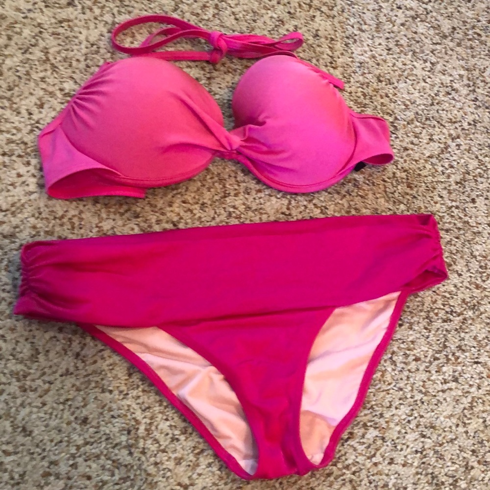 Victoria's Secret Hot Pink Push Up Bikini, M